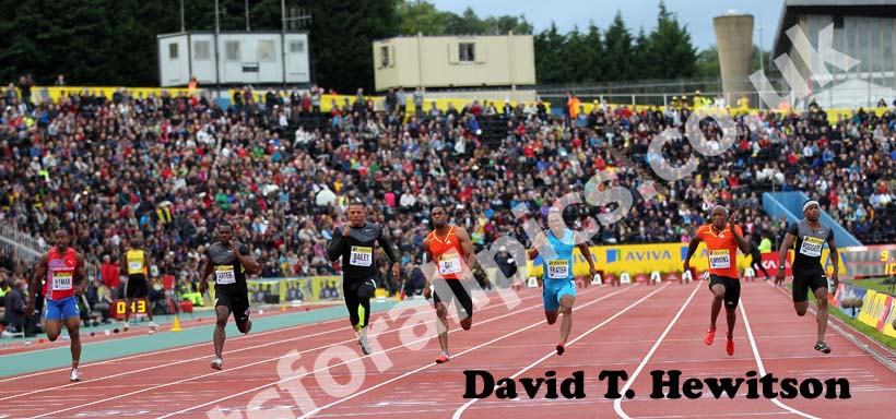 Tyson Gay wins the 100 metres, 2012 Samsung Diamond League, Crystal Palace, London.